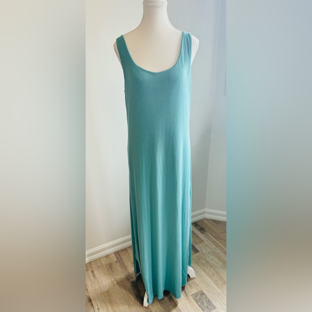Joan Vass - Sleeveless Maxi Dress - Teal - Medium